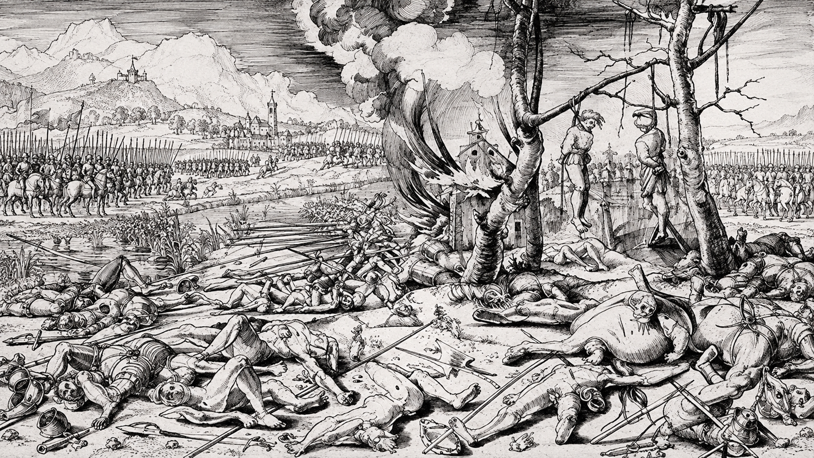 Schlacht von Marignano 1515 in einer Darstellung von Urs Graf aus dem Jahr 1521
