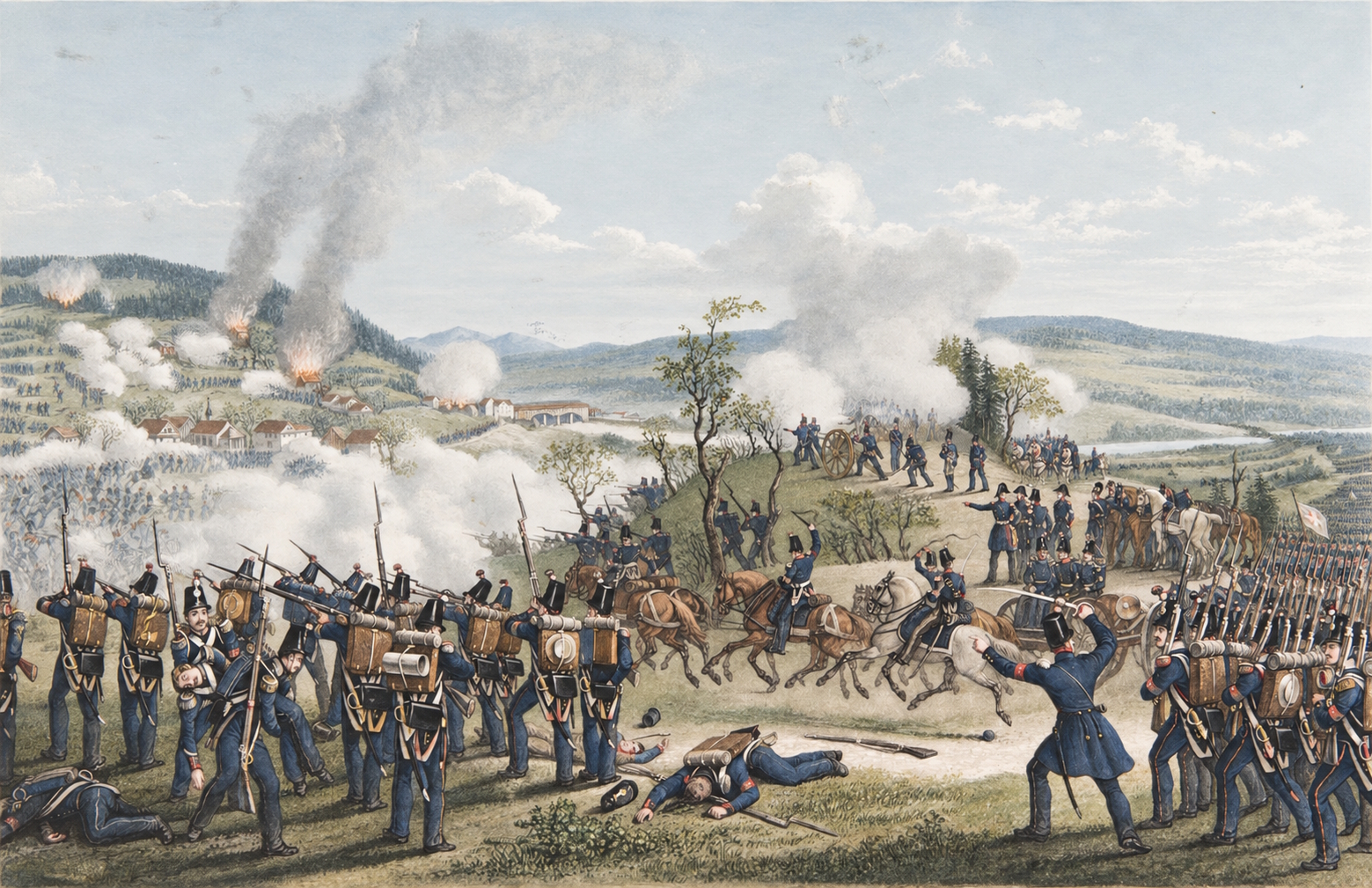 Sonderbundskrieg 1847 – Eidgenössische Truppen greifen beim Gefecht von Gisikon am 23. November 1847 die Truppen des Sonderbundes an.